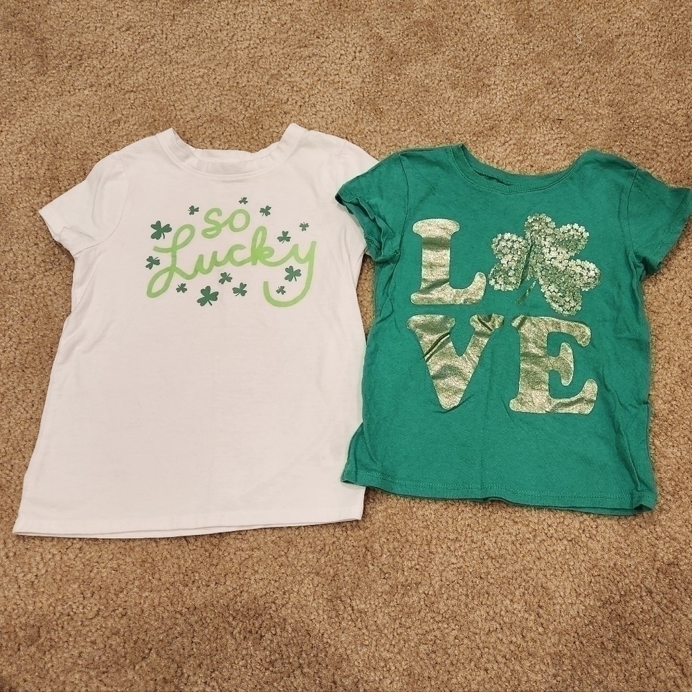 Lot of 2 Girl's St. Patrick's Day Short Sleeve Tee Shirts, size X-small (4)